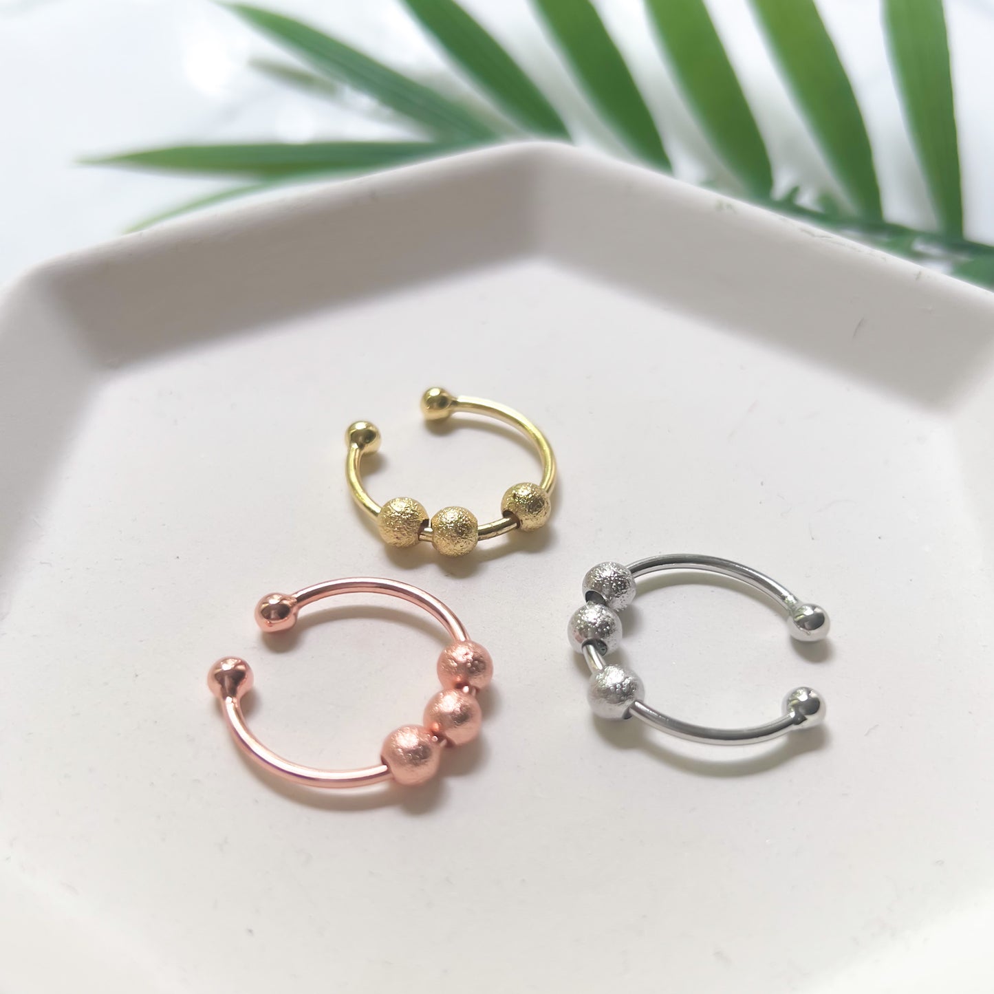 Textured Bead Fidget Spinner Rings