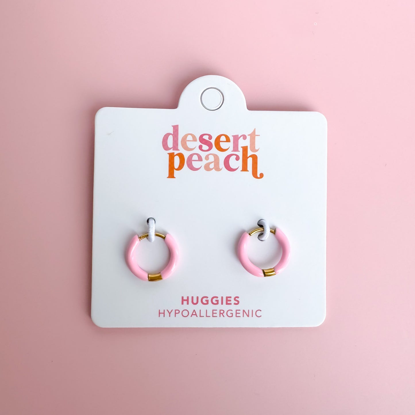 Pink Huggie Hoops
