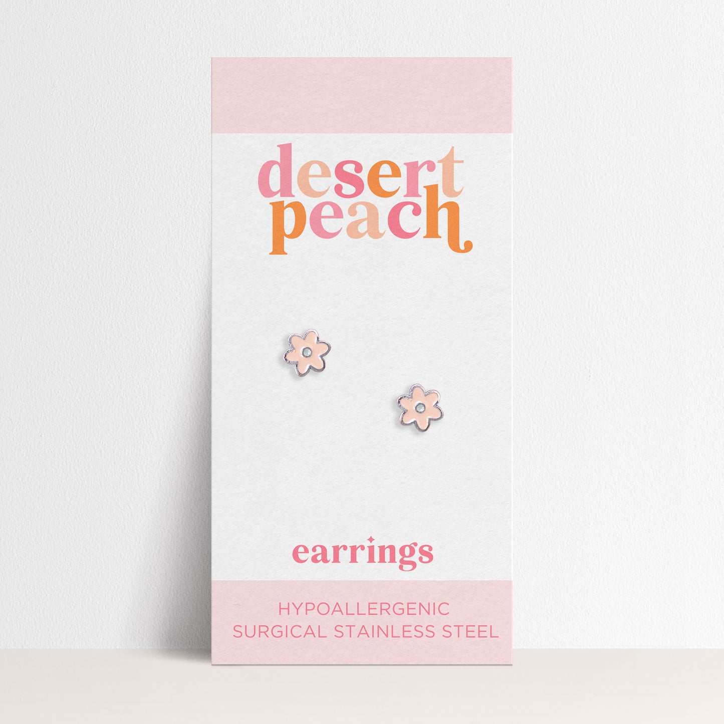 Pink Flower Stud Earrings