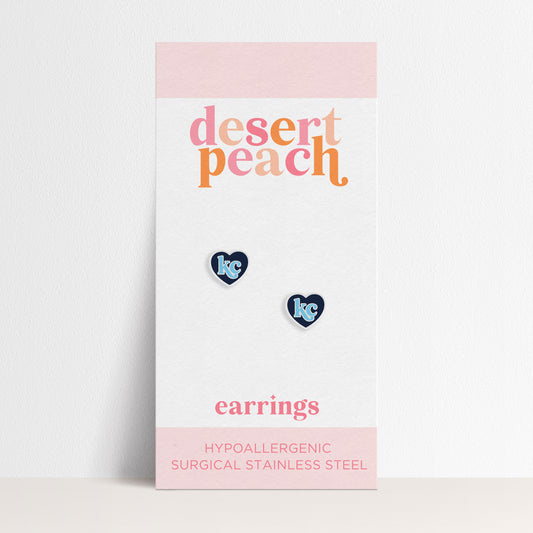 Sporting KC Heart Stud Earrings