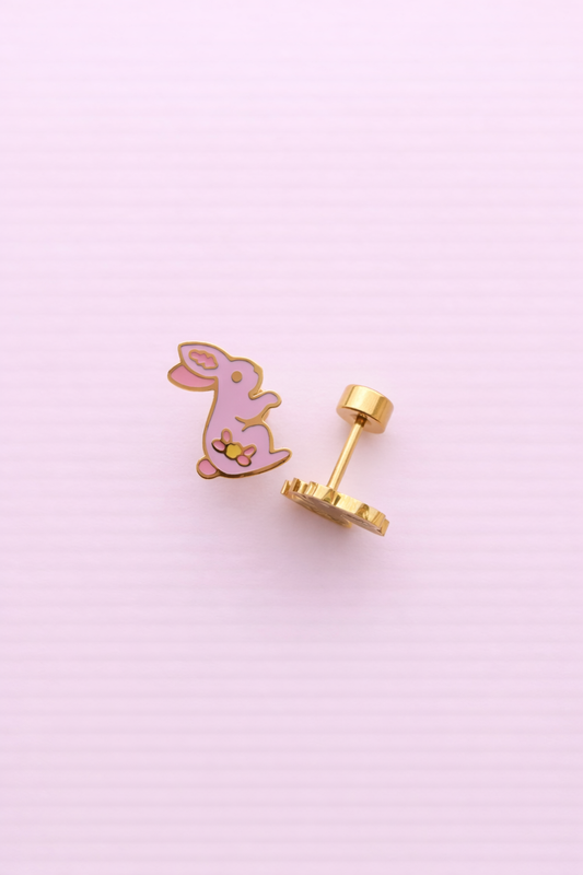 Floral Bunny Stud Earrings