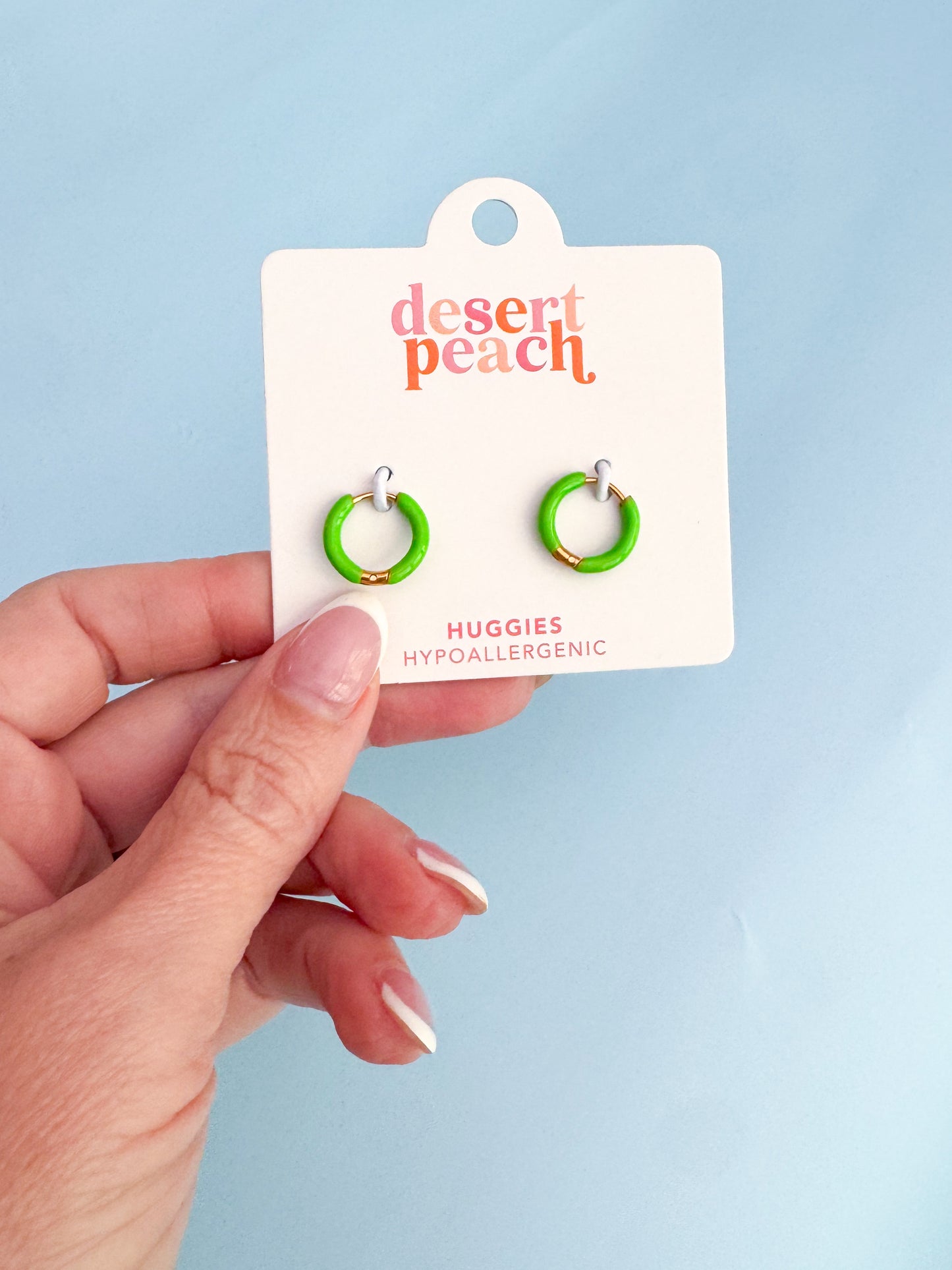 Green Huggie Hoops