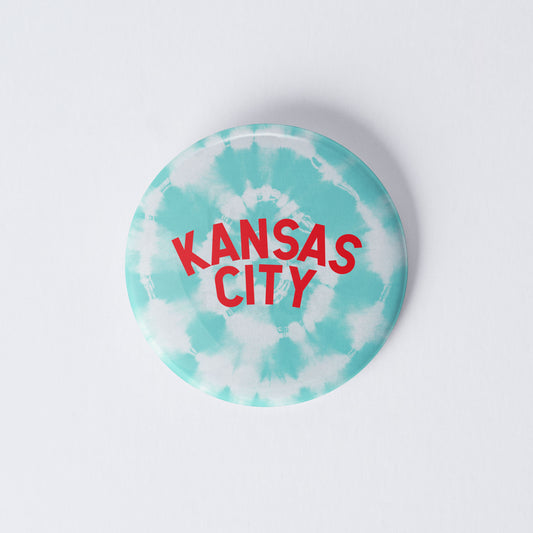 Teal & Red Vintage Tie Dye Kansas City Pinback Button