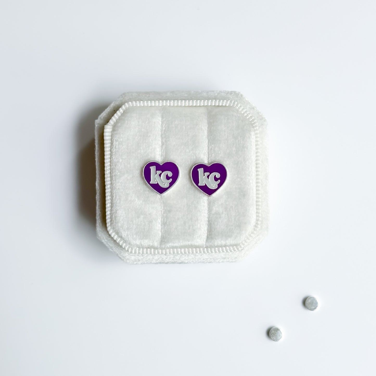 Purple KC Heart Stud Earrings