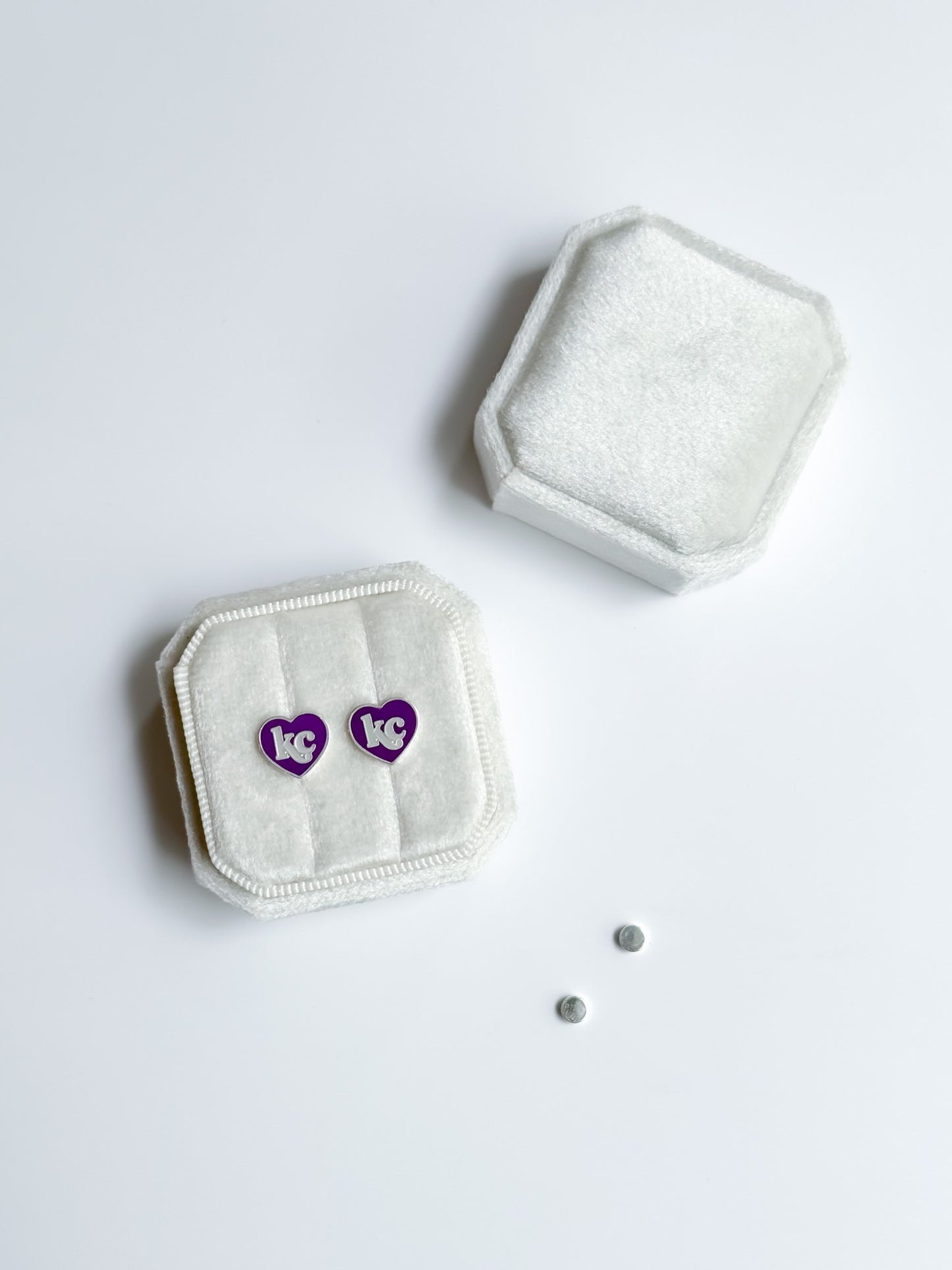 Purple KC Heart Stud Earrings