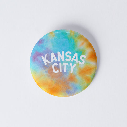 Vintage Tie Dye Kansas City Pinback Button - Rainbow