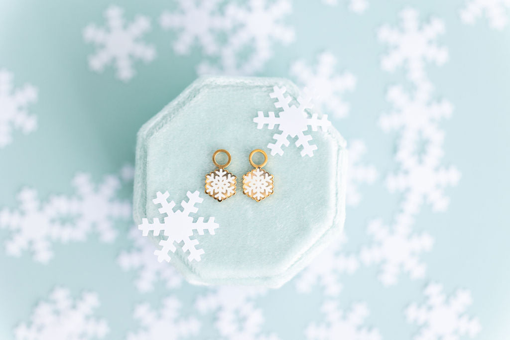 Glitter Snowflake Huggie Charms