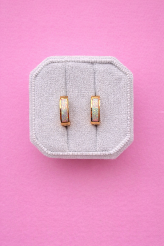 Opal Chunky Huggie Hoops
