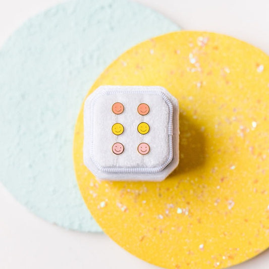 Yellow Smiley Stud Earrings