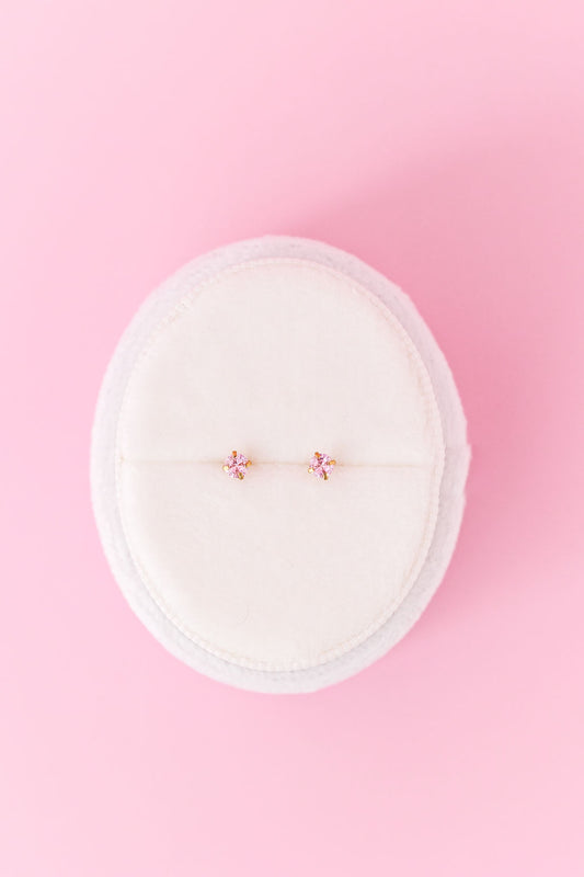 Pink CZ Stud Earrings