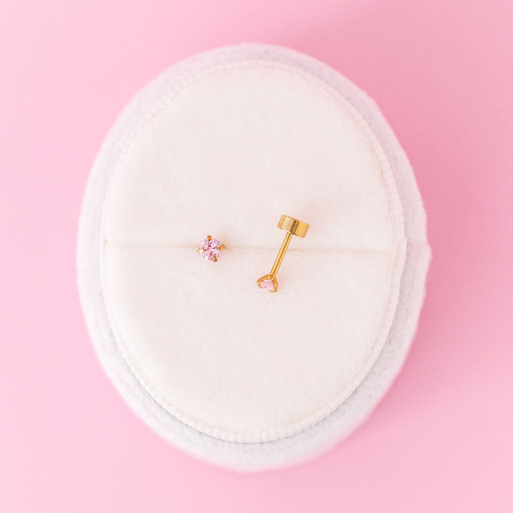 Pink CZ Stud Earrings