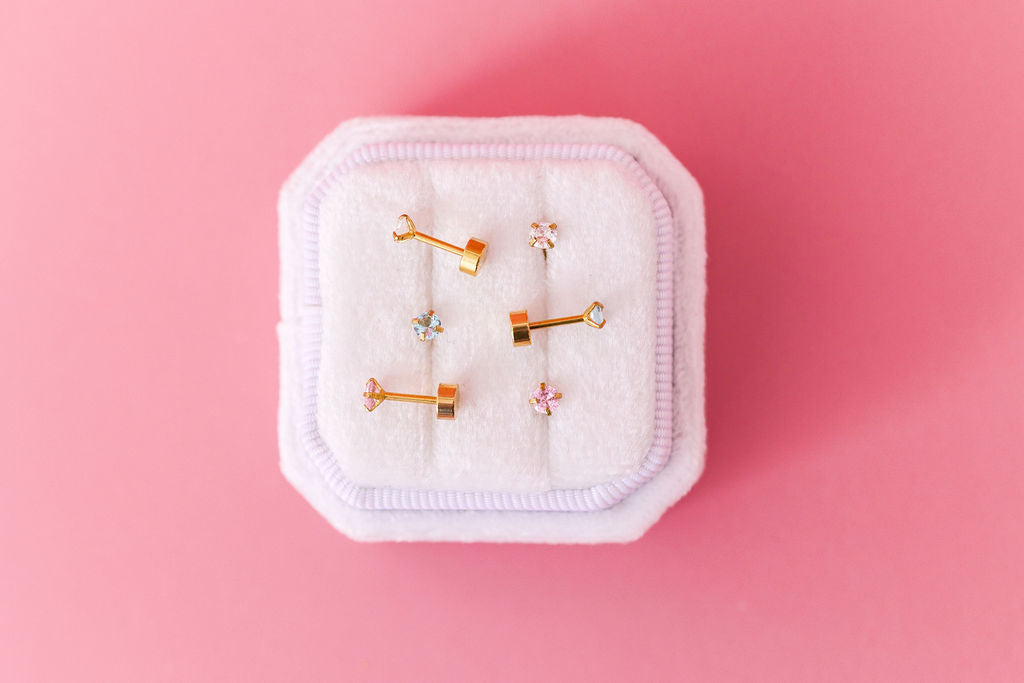 Pink CZ Stud Earrings