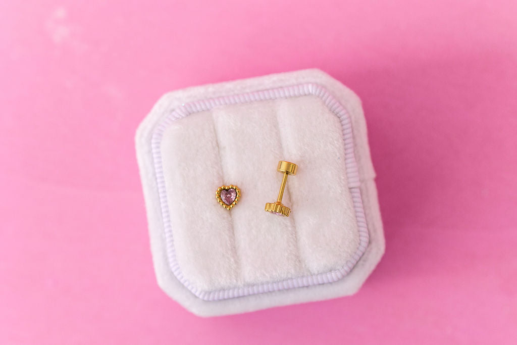 Heart Gemstone Stud Earrings