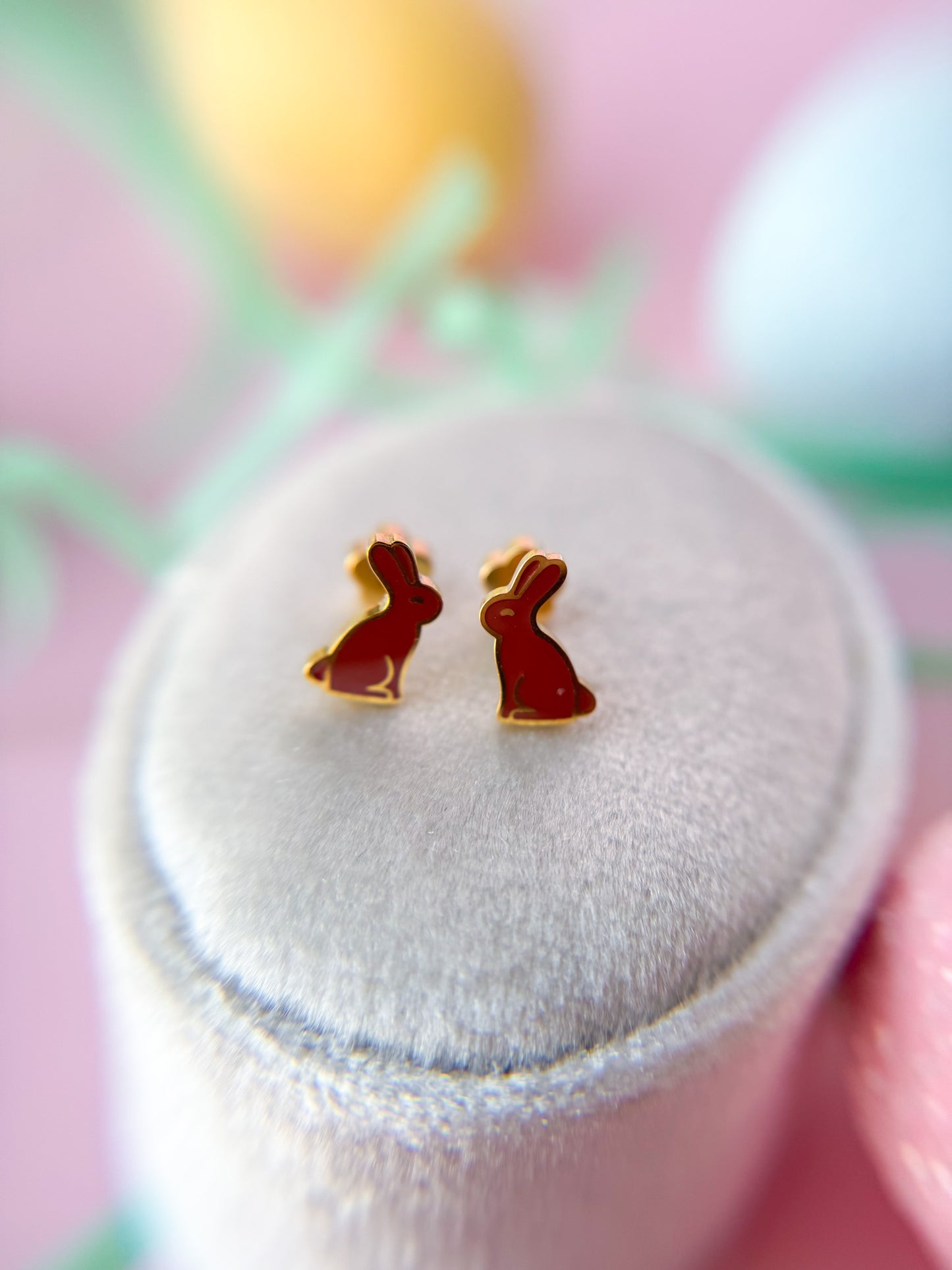 Chocolate Bunny Stud Earrings