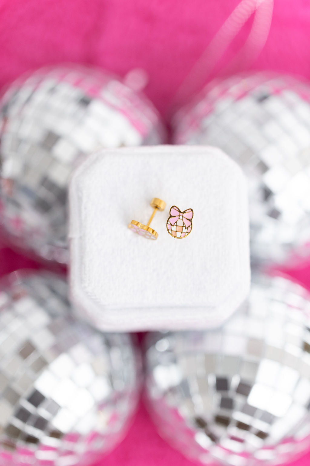 Disco Bow Stud Earrings
