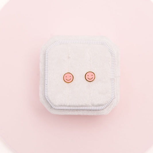Pink Smiley Stud Earrings