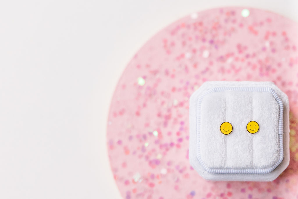 Yellow Smiley Stud Earrings