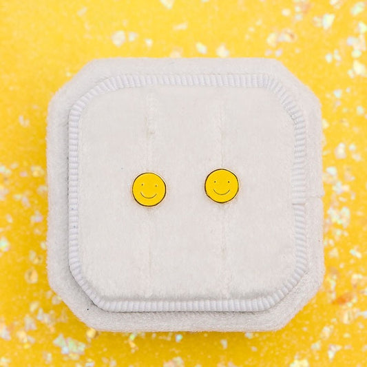 Yellow Smiley Stud Earrings