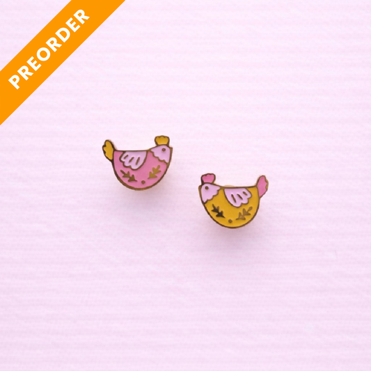 [PREORDER] Floral Chicken Stud Earrings