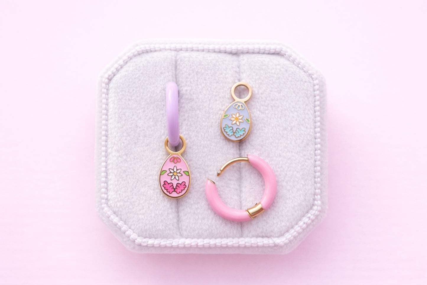 Floral Egg Huggie Charms