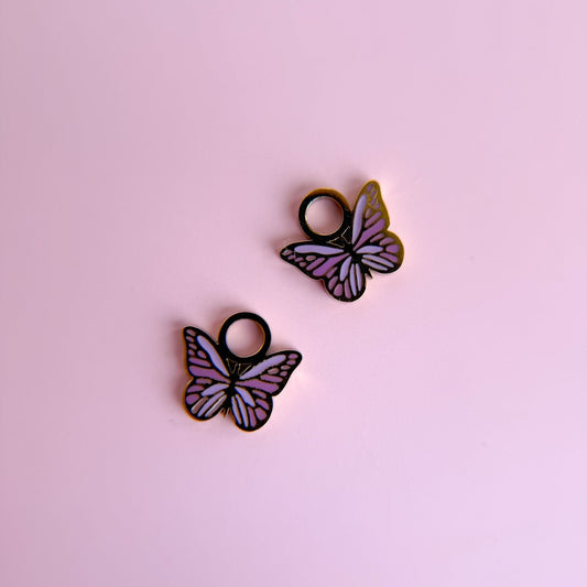 Purple Butterfly Huggie Charms