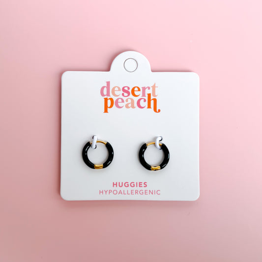 Black Huggie Hoops