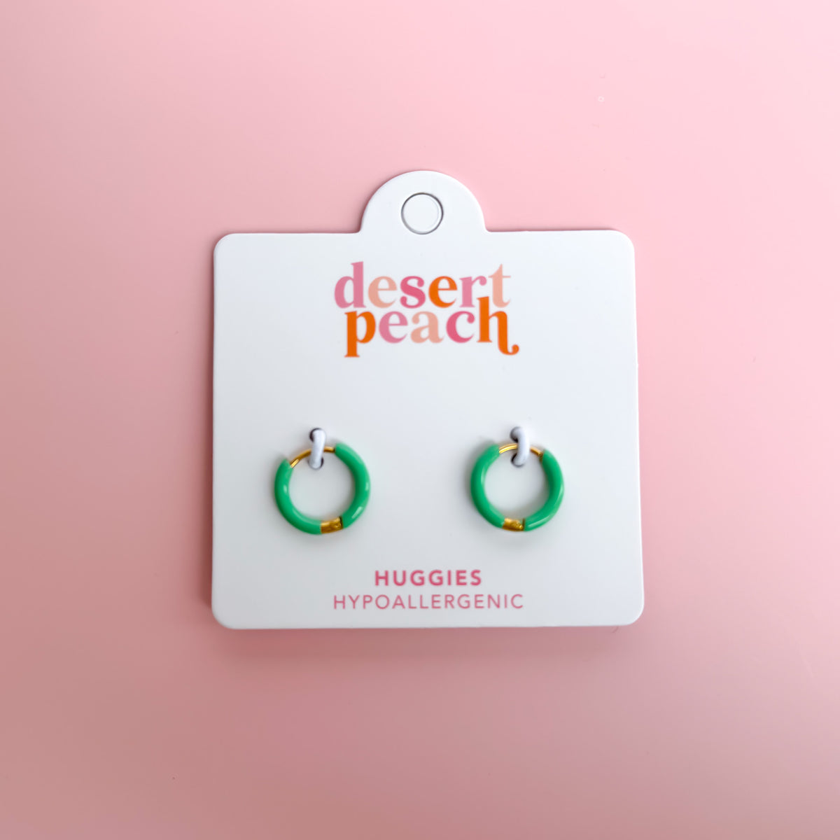 Teal huggie hoop earrings