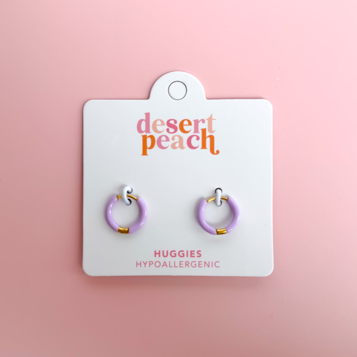 Lavender huggie hoop earrings