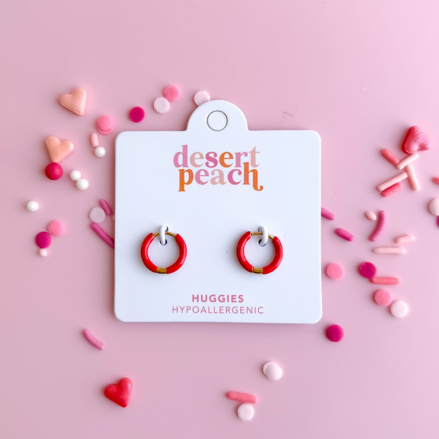 Red Huggie Hoops