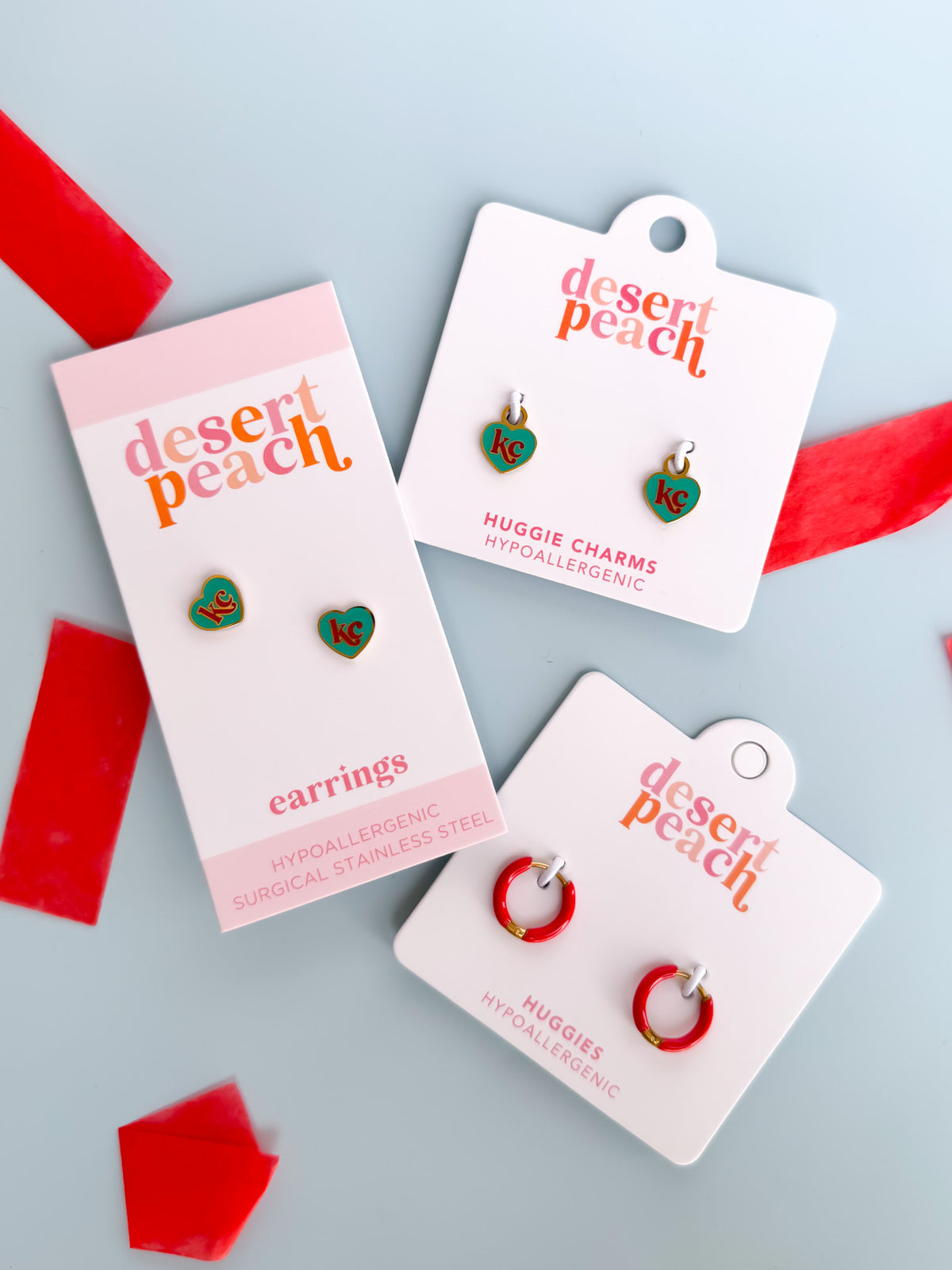 KC Current huggie charms with matching stud earrings