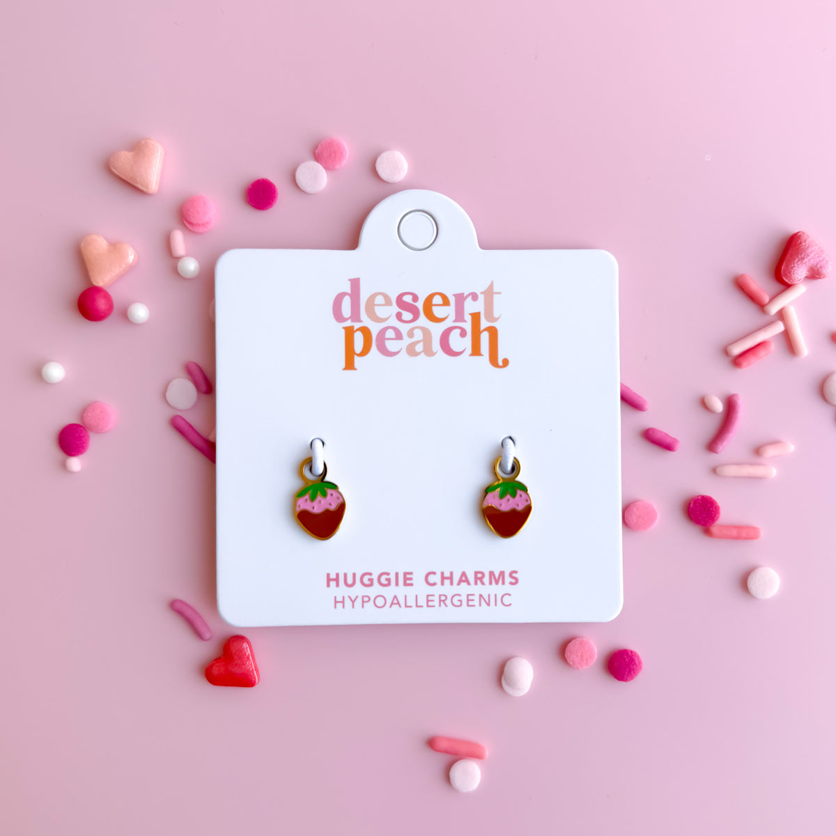 Chocolate covered strawberry huggie charms