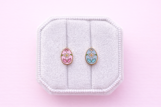 Floral Egg Stud Earrings
