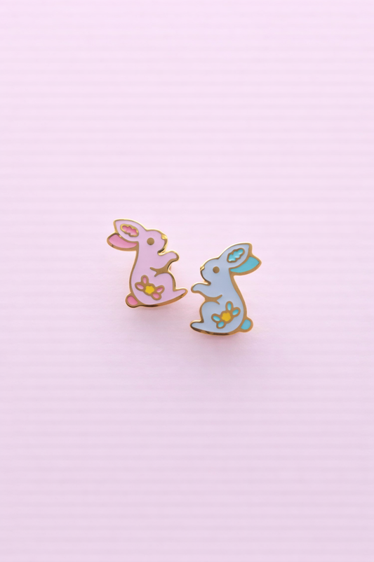Floral Bunny Stud Earrings