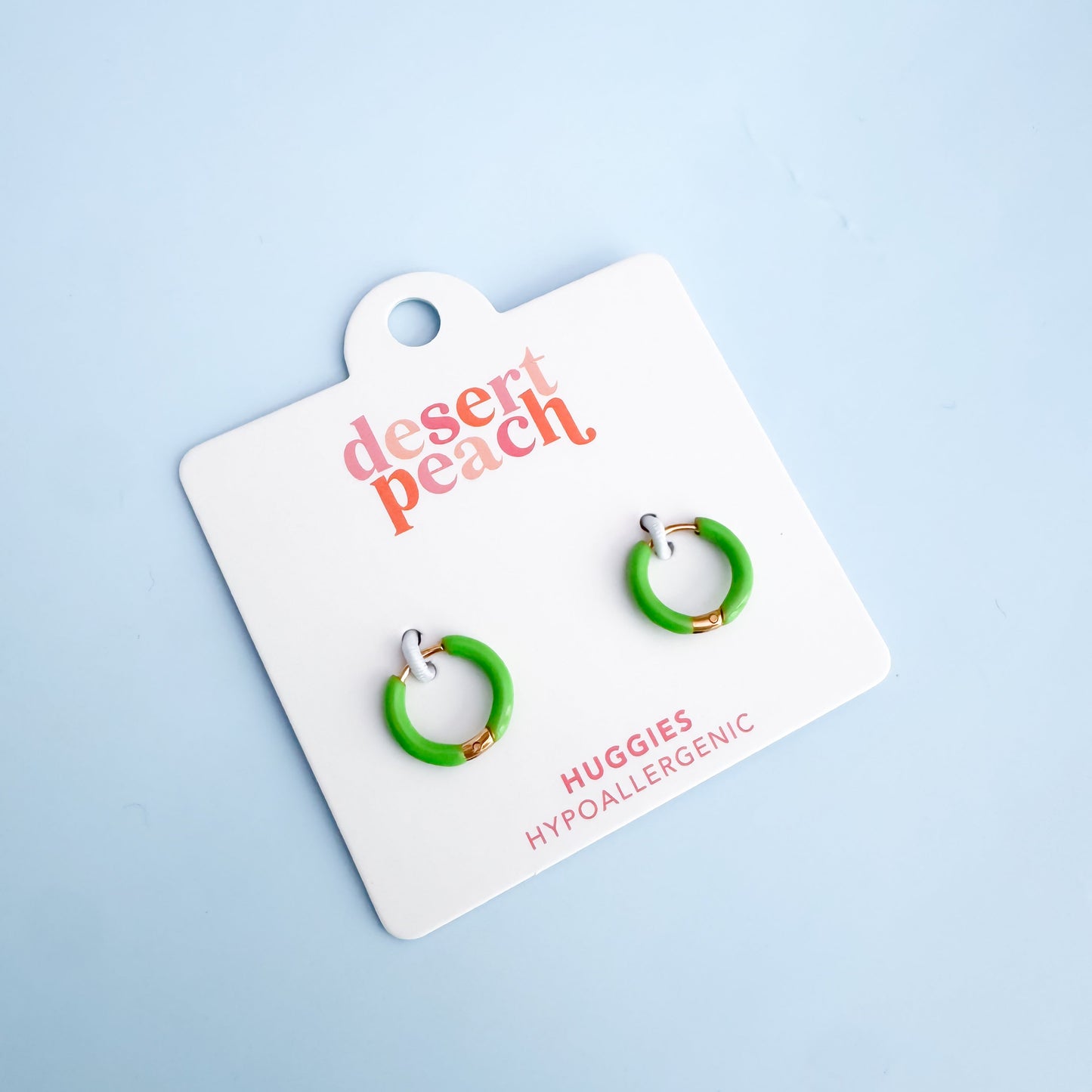 Green Huggie Hoops