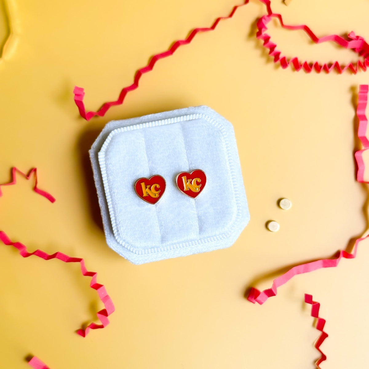Kansas City Chiefs heart stud earrings