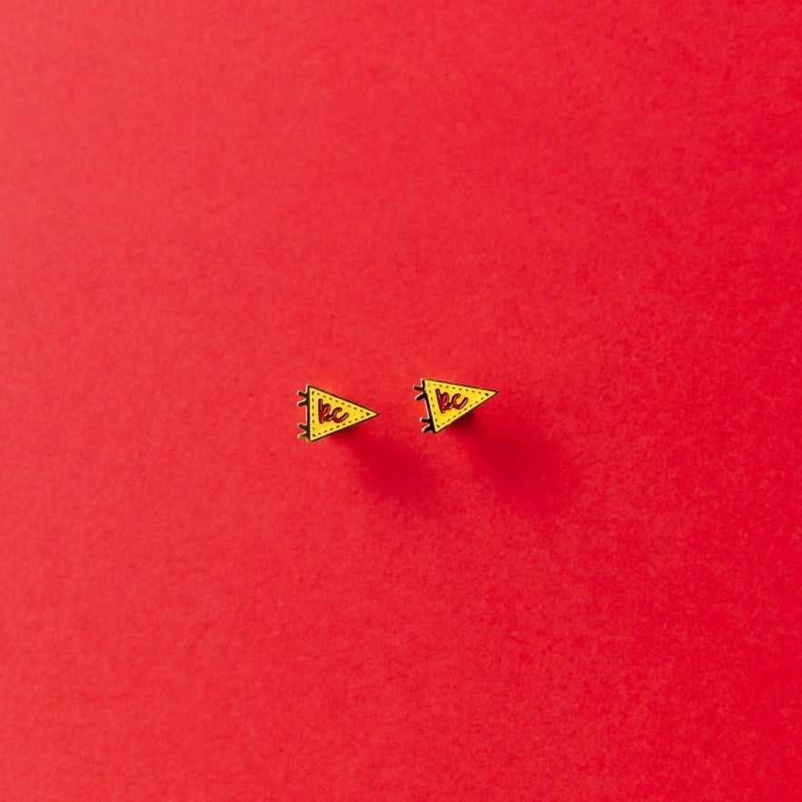 Kansas City Chiefs pennant stud earrings