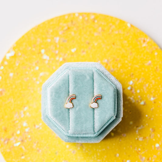 Cloudy Rainbow Stud Earrings