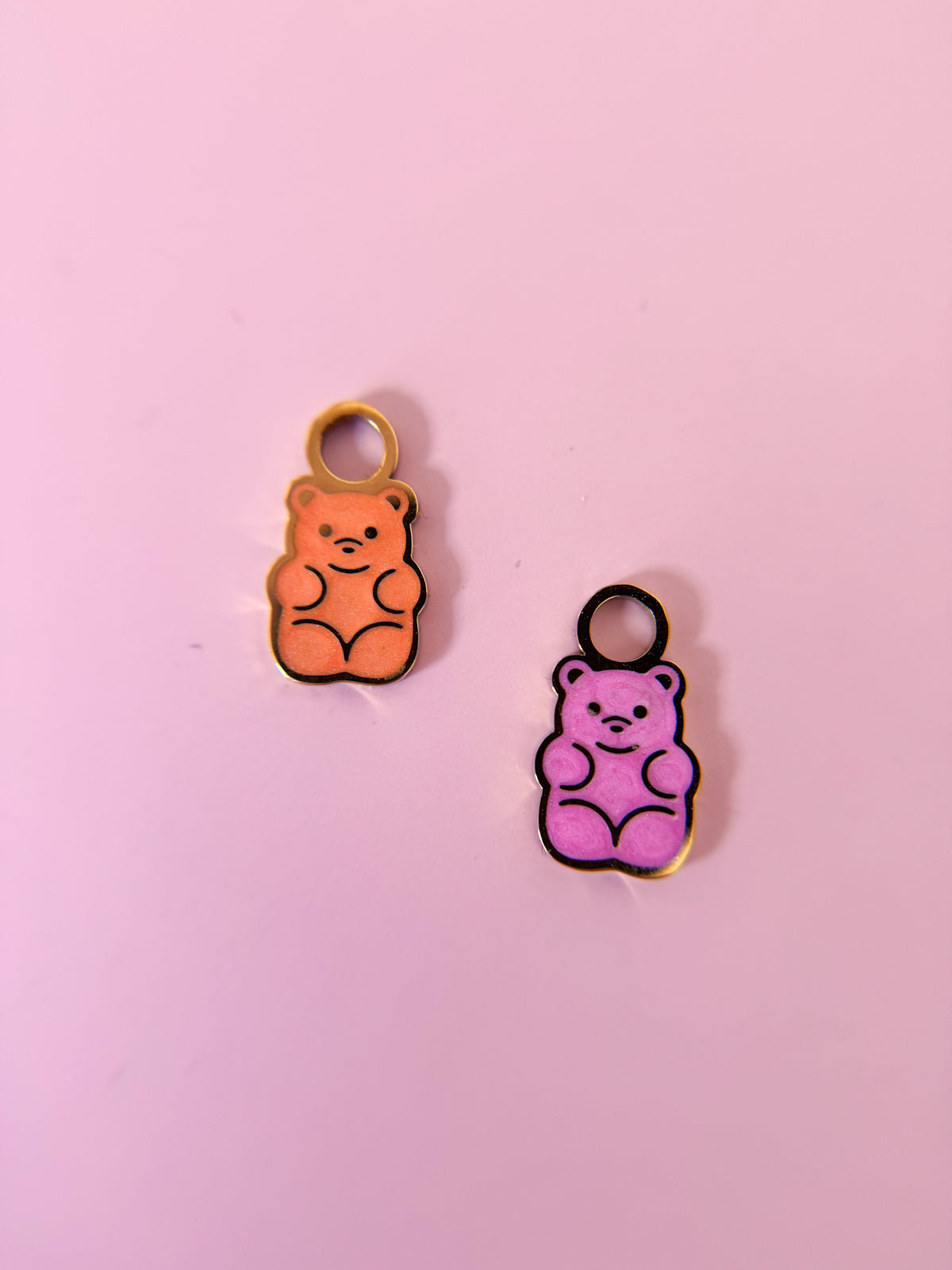 Gummy bear huggie charms close-up
