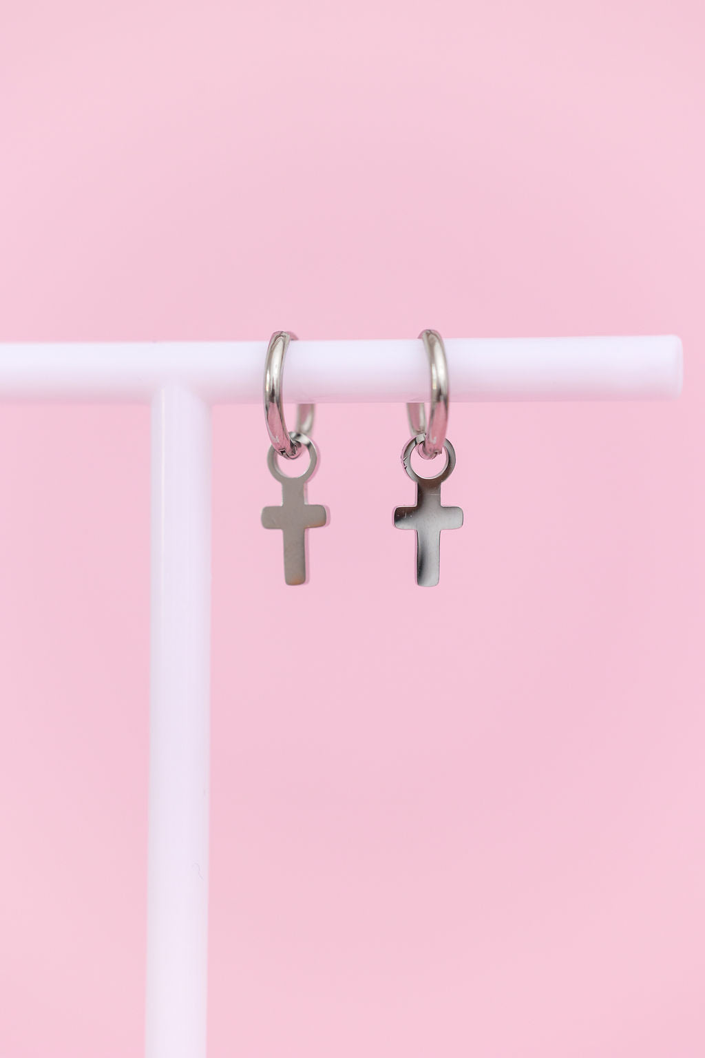Silver Cross Huggie Charms