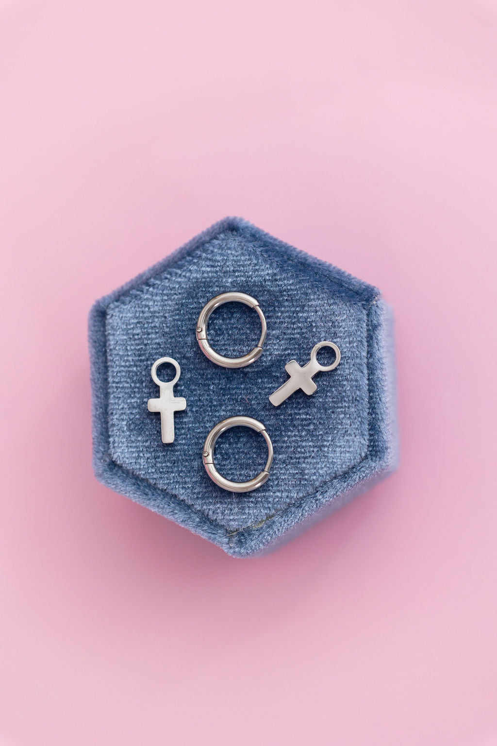 Silver Cross Huggie Charms