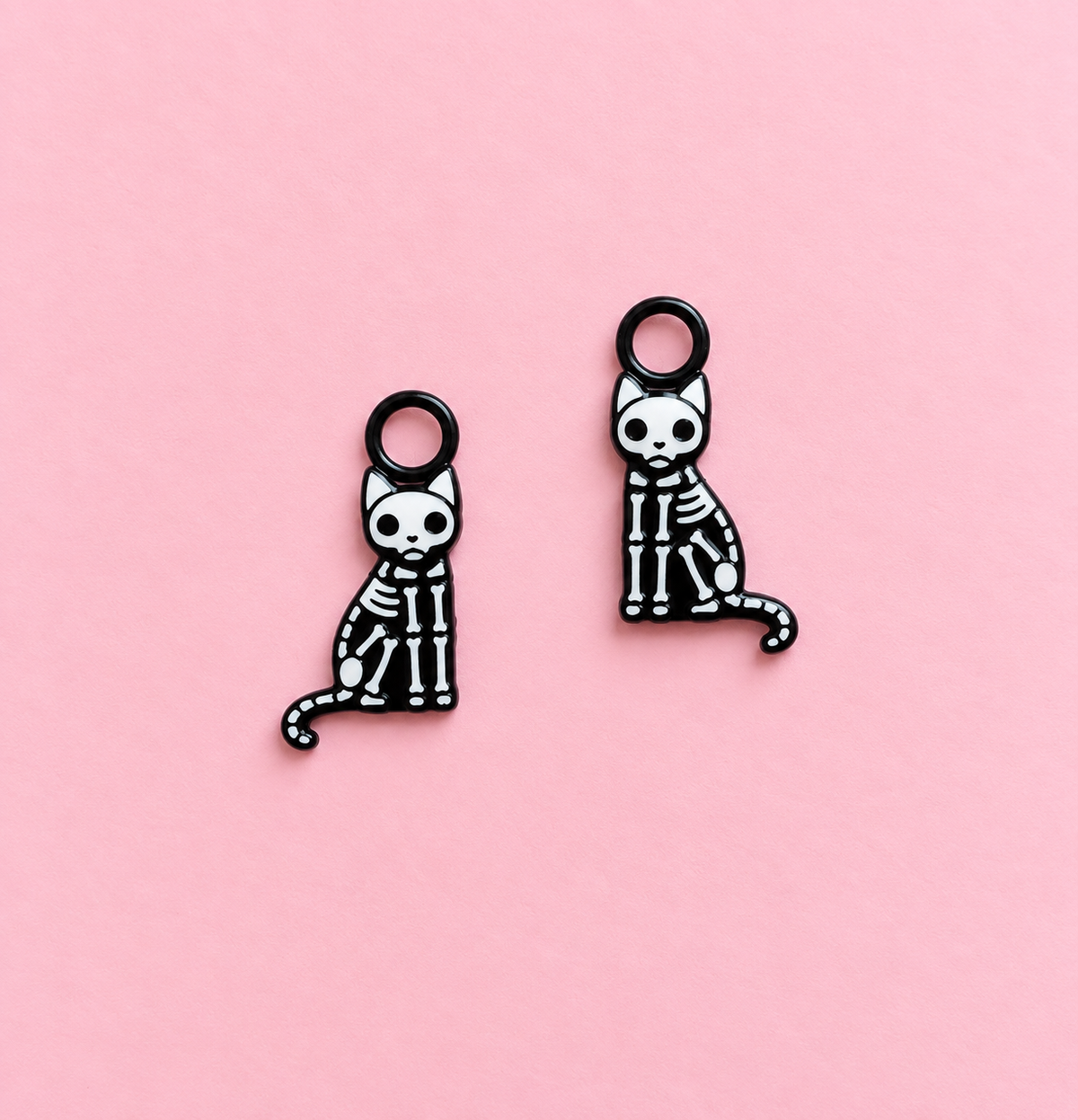 Glow-in-the-Dark Skeleton Kitties Huggie Charms