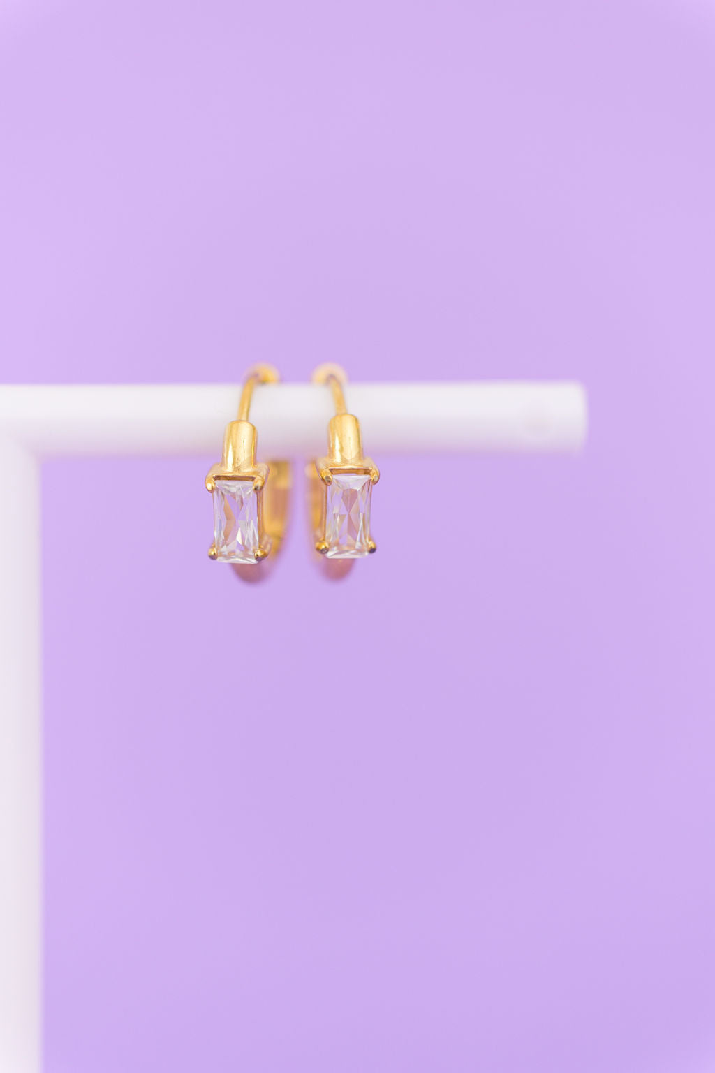 Crystal Baguette Huggie Hoops