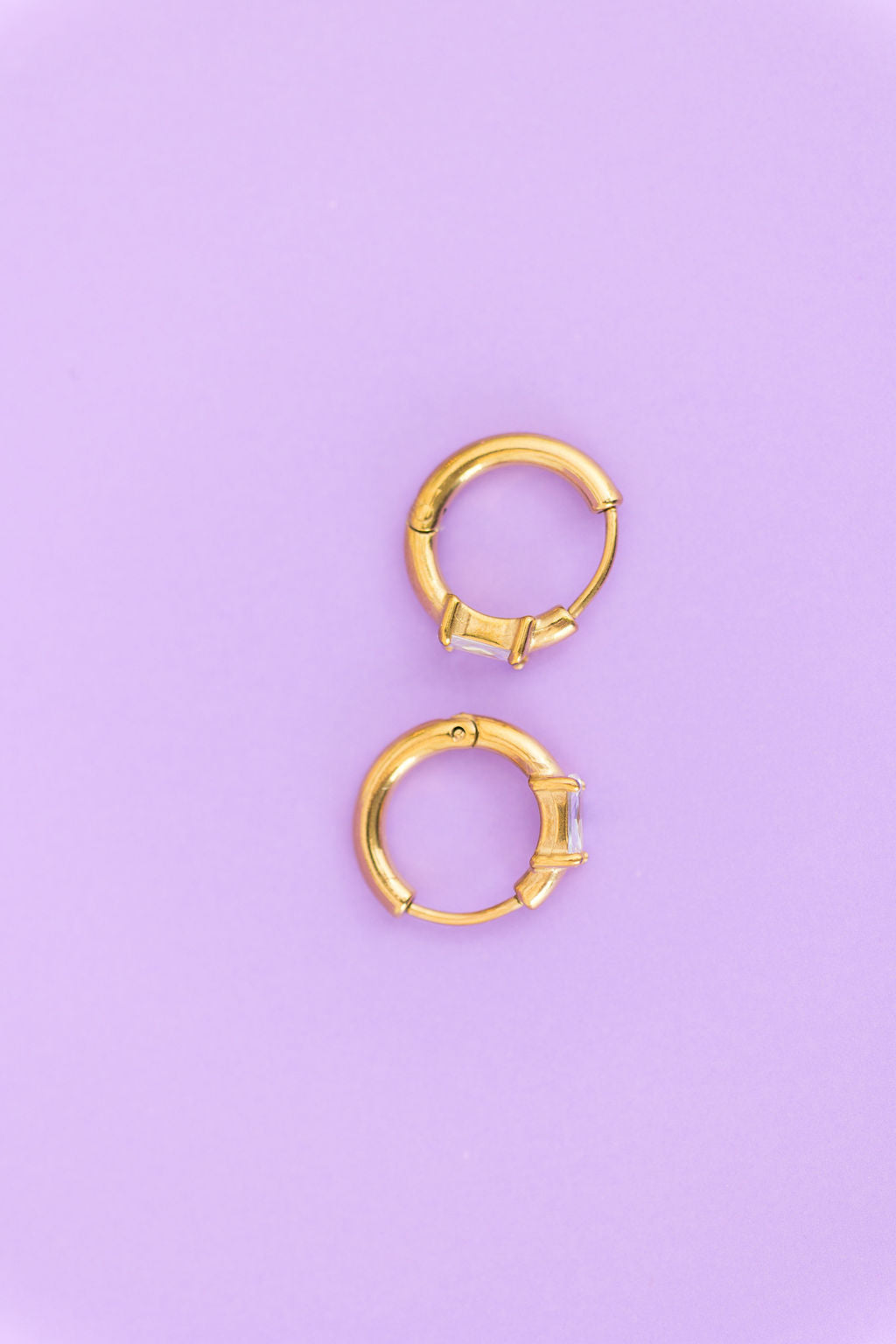 Crystal Baguette Huggie Hoops