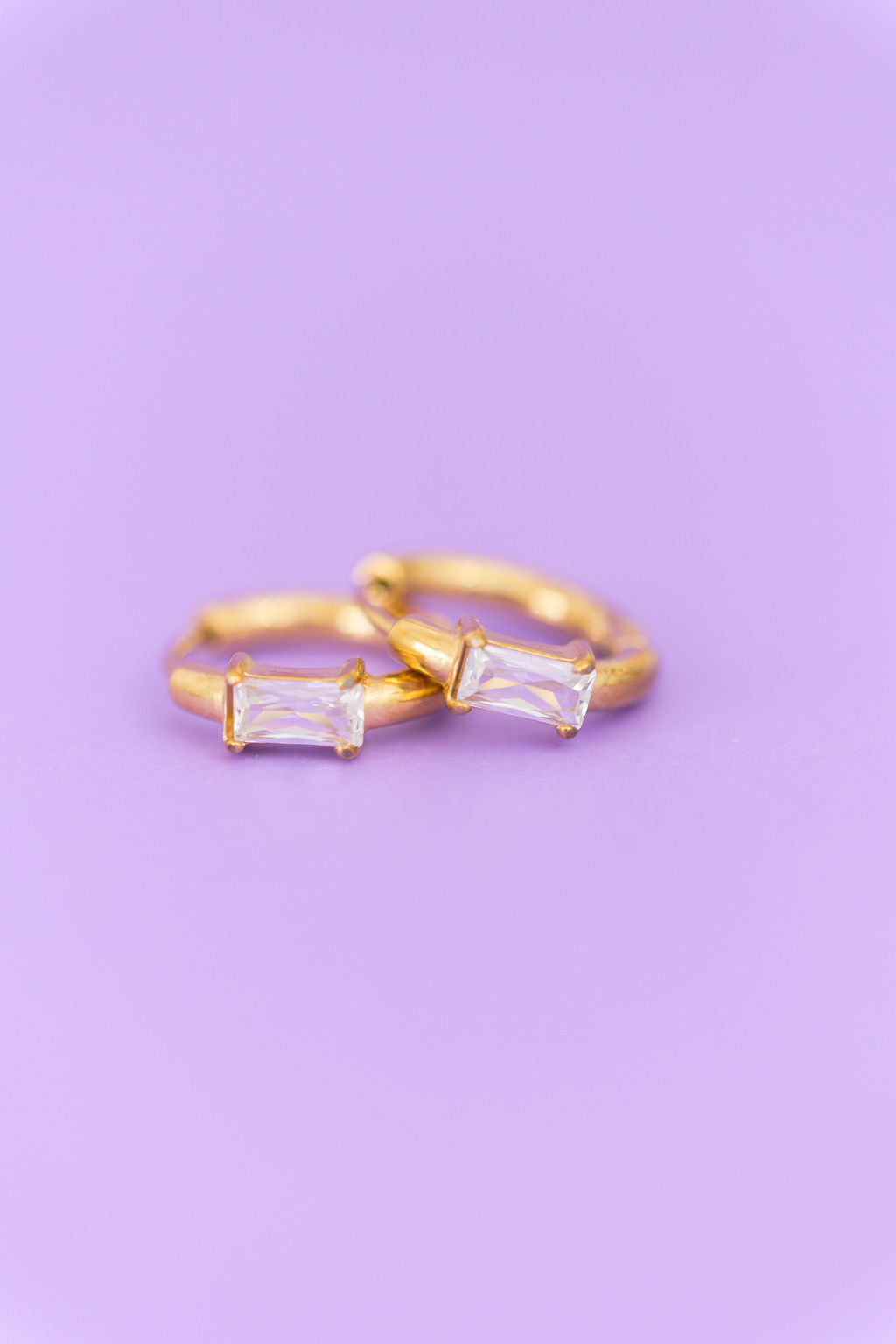 Crystal Baguette Huggie Hoops