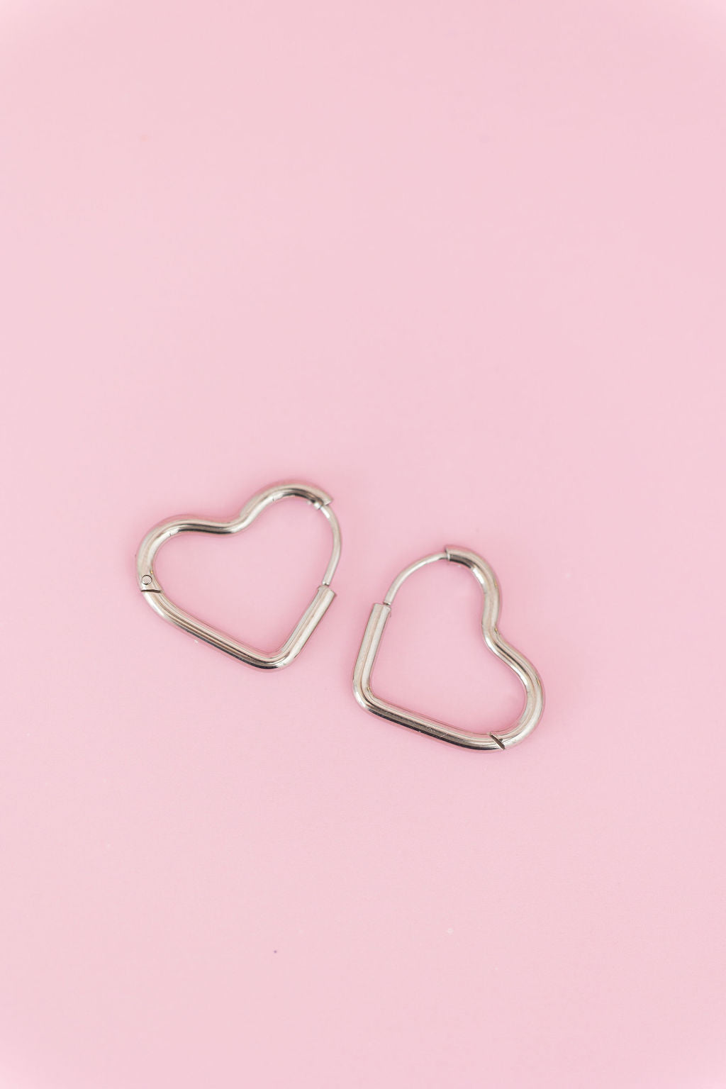 Silver Heart Huggie Hoops