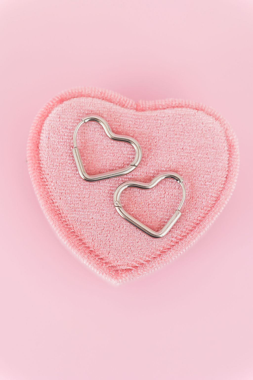Silver Heart Huggie Hoops