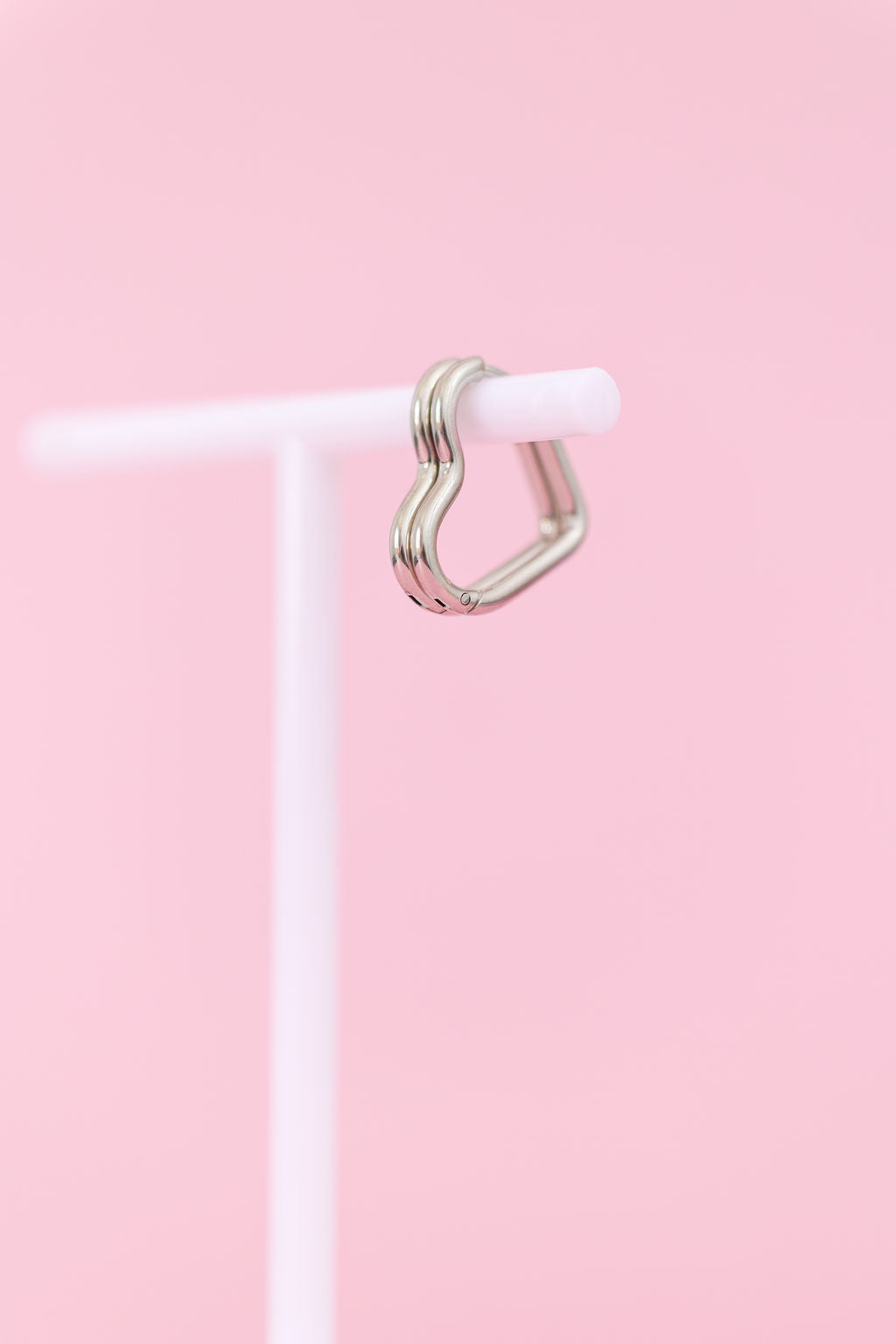 Silver Heart Huggie Hoops