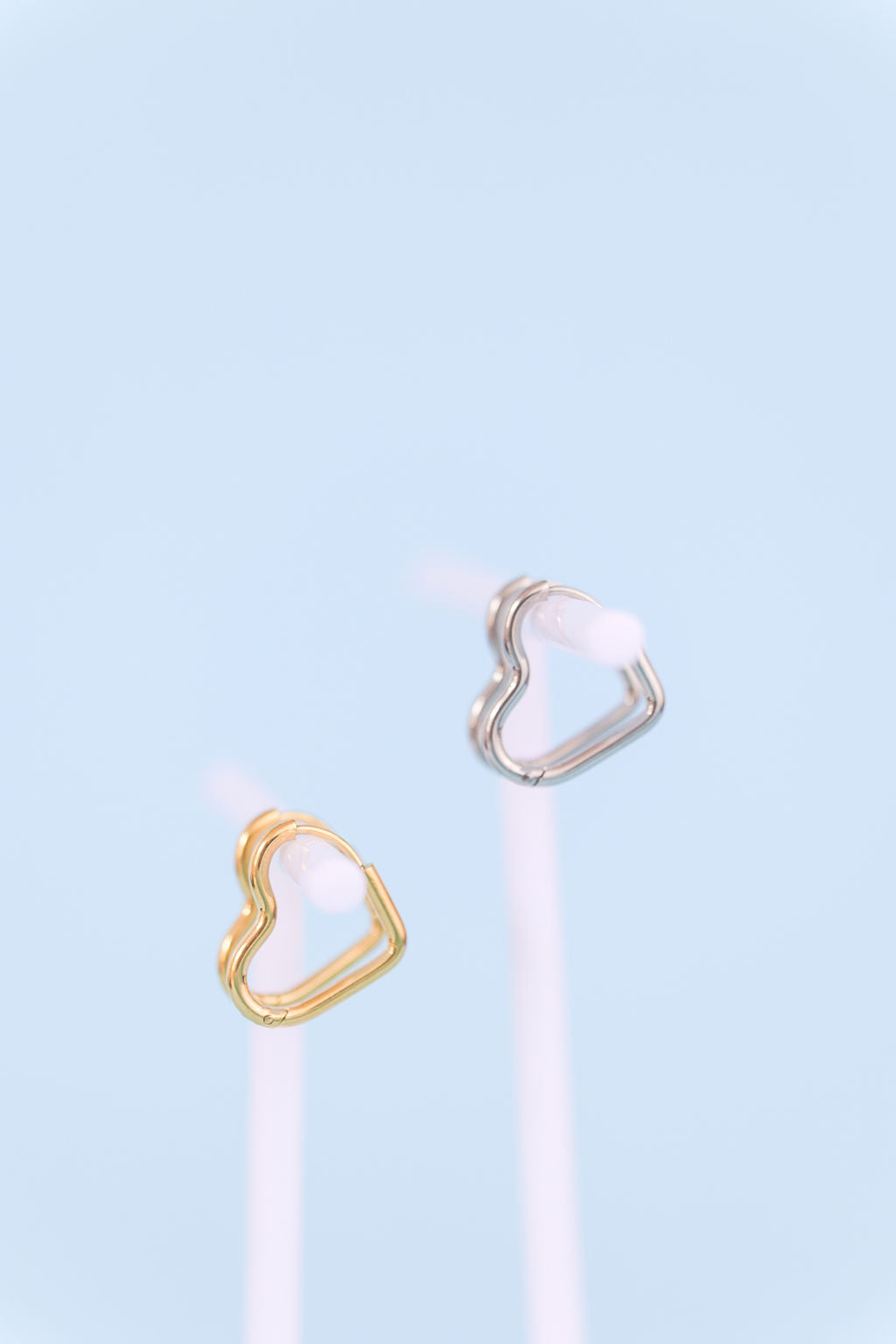 Silver Heart Huggie Hoops