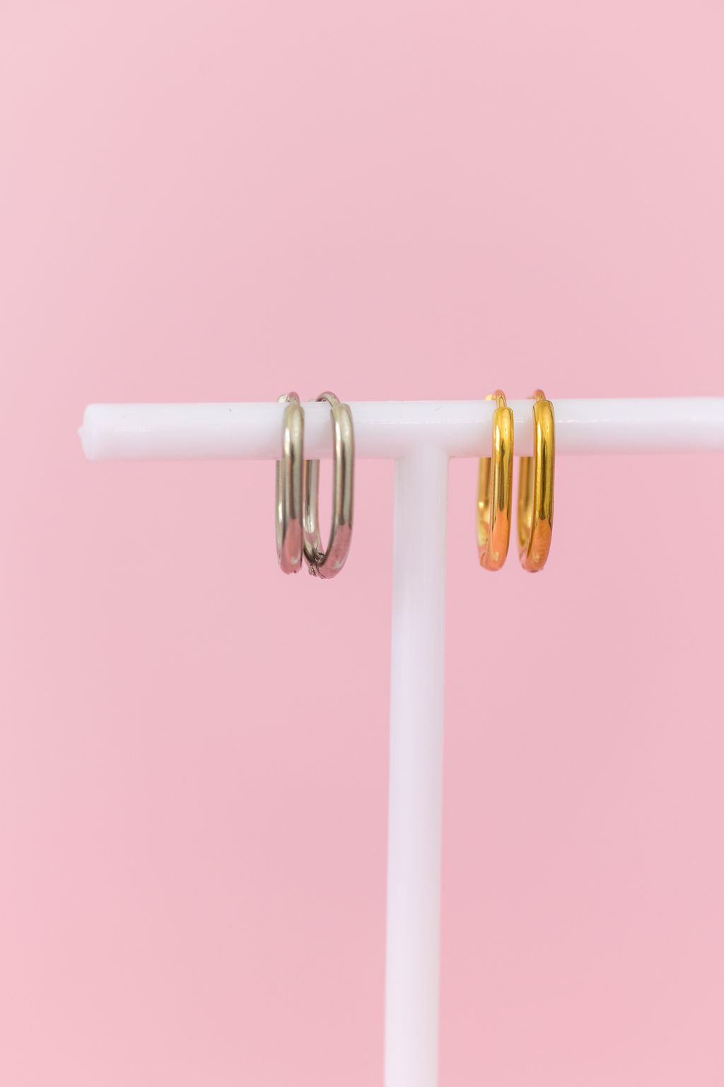 Silver Oval Huggie Hoops