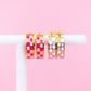 Lavender Checkered Chunky Huggie Hoops